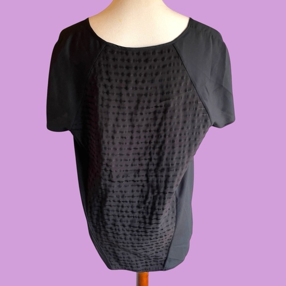 Calvin Klein short sleeve black on black sparkle stripe blouse XL - Picture 6 of 12